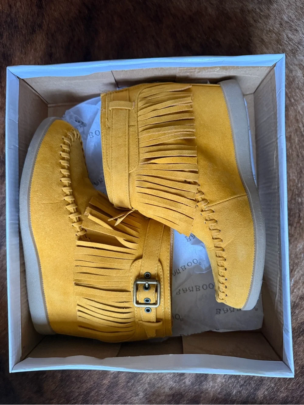 Women’s fringe Ankle Boots in Mustard Yellow - Stylish Moccasin Design